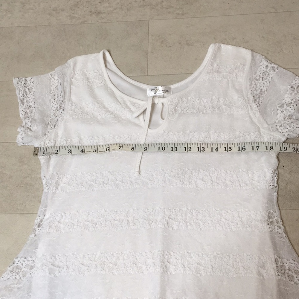 Eve and Maddie Blouse Sz L White Lace Shirt Lined - Picture 6 of 7